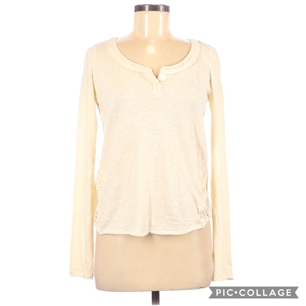 Free People Crochet Lace Back Cotton Henley